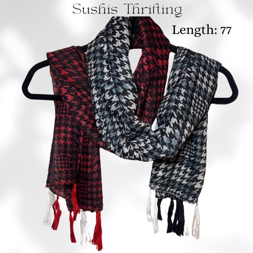 Stylish Houndstooth Sheer Scarf